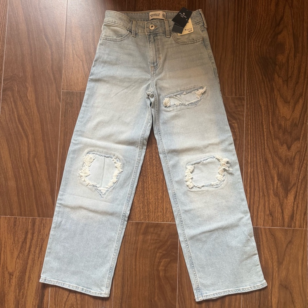 Abercrombie Kids Wide Leg High Rise Jeans Light Wash Size 11/12 Regular - Picture 5 of 12